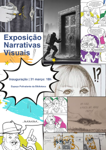 Cartaz para exposição de colagem com imagens recortadas